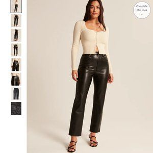 NWT Abercrombie Vegan Leather Ankle Straight Pant Size 29